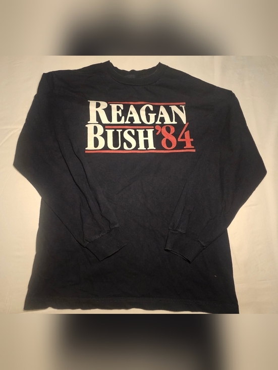 Other - Vintage Reagan Bush '84 Campaign Shirt Long Sleeve Navy Blue 1984 Election